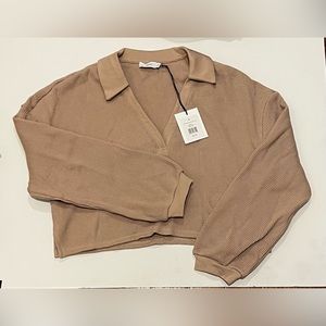 onia v neck cropped waffle